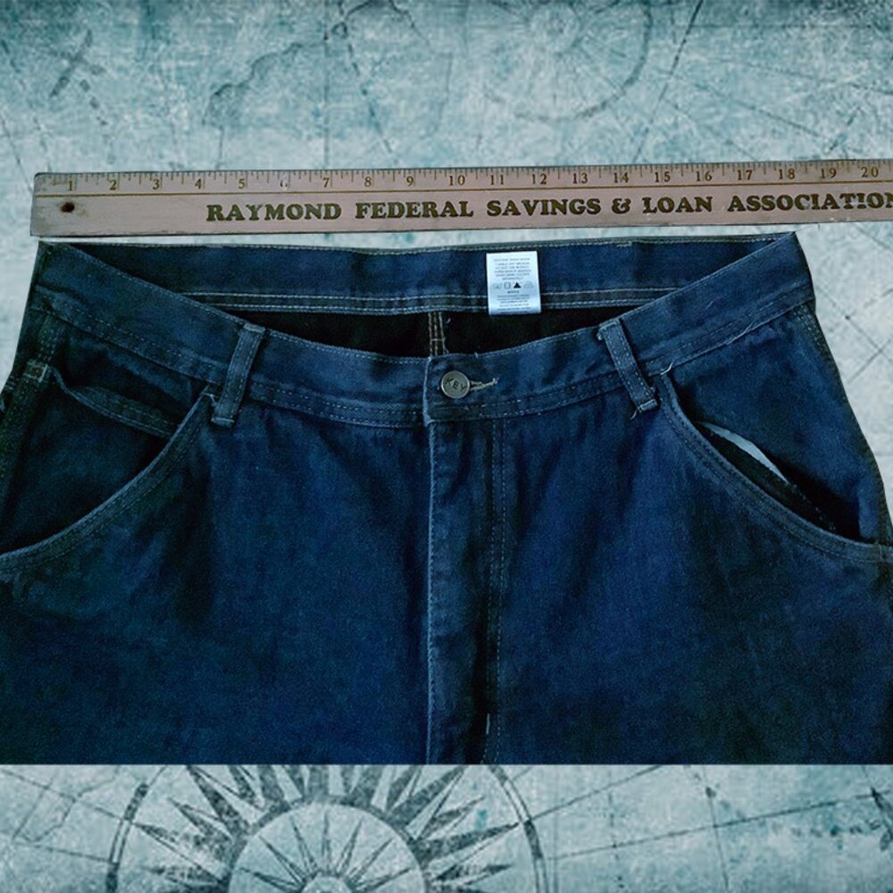 Key Like New Flannel Lined Jeans Mens Sz 36x36 Dark Wash Work Pants Carpenter